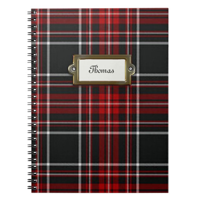 Cuaderno Bloc de notas para tartán negro, rojo y blanco (Frente)