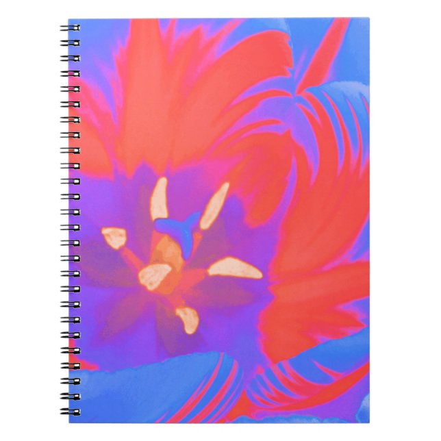 Cuaderno Bloc de notas para tulipanes fluorescentes (Frente)