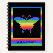 Bloc de notas personalizadas de mariposa arco iris