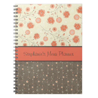 Cuaderno Bloc de notas personalizado con flores gris tanger