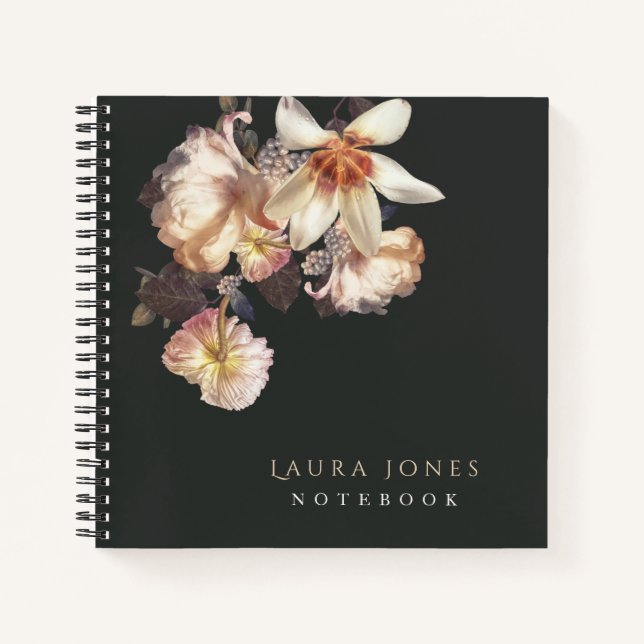 Cuaderno Bloc de notas personalizado con florido de eleganc (Anverso)