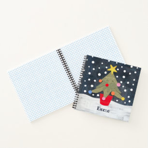 Cuaderno Bloc de notas personalizado de árbol de Navidad