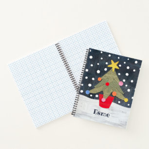 Cuaderno Bloc de notas personalizado de árbol de Navidad