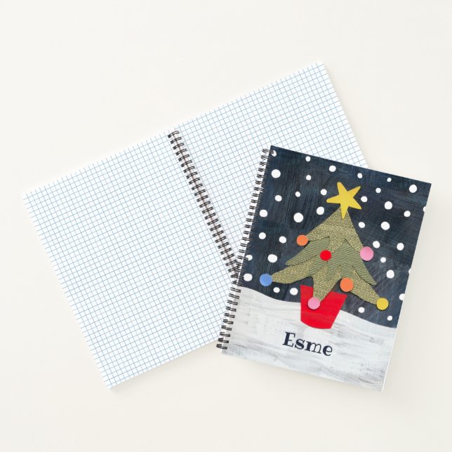 Cuaderno Bloc de notas personalizado de árbol de Navidad (Interior)