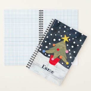 Cuaderno Bloc de notas personalizado de árbol de Navidad