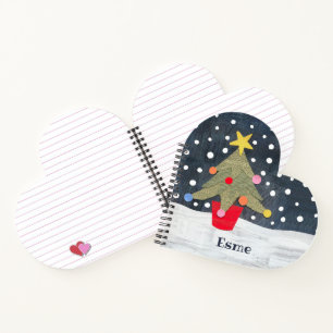 Cuaderno Bloc de notas personalizado de árbol de Navidad