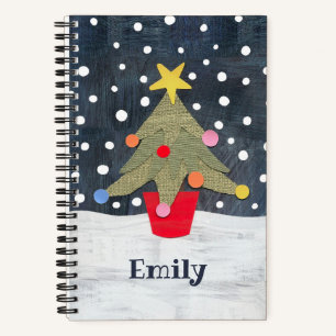 Cuaderno Bloc de notas personalizado de árbol de Navidad