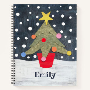 Cuaderno Bloc de notas personalizado de árbol de Navidad