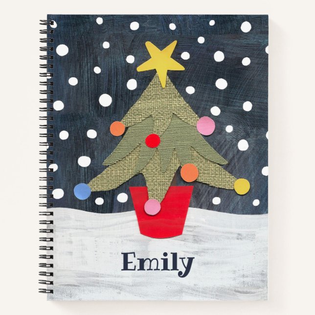 Cuaderno Bloc de notas personalizado de árbol de Navidad (Anverso)