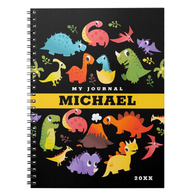 Cuaderno Bloc de notas personalizado de dinosaurios persona (Frente)