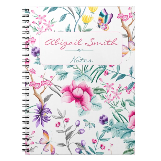 Cuaderno Bloc de notas personalizado de floral de Moda Boho (Frente)