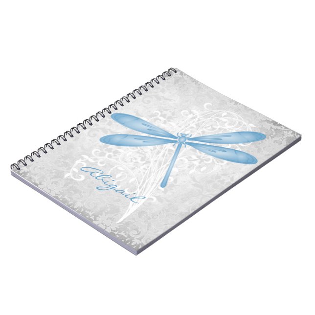 Cuaderno Bloc de notas personalizado de la libélula azul (Lado Izquierdo)