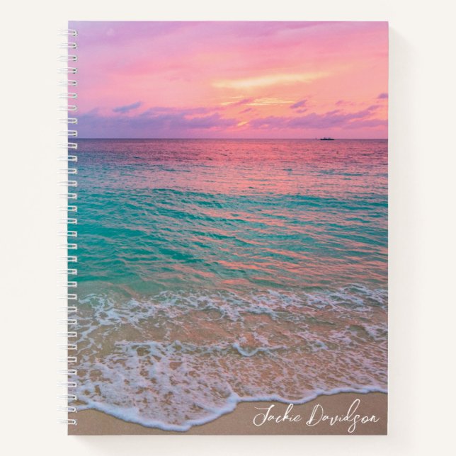 Cuaderno Bloc de notas personalizado de la playa de Sunset  (Anverso)