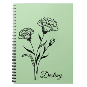 Cuaderno Bloc de notas personalizado de las flores de nacim