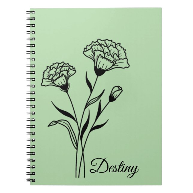 Cuaderno Bloc de notas personalizado de las flores de nacim (Frente)