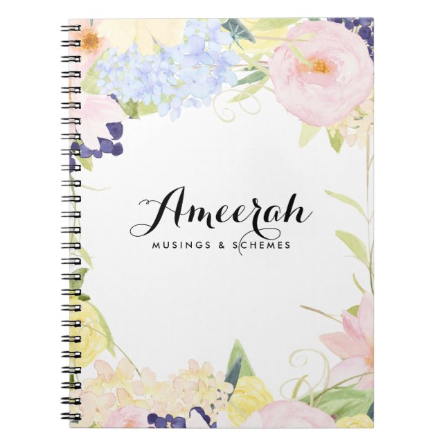Cuaderno Bloc de notas personalizado de las flores de prima (Frente)