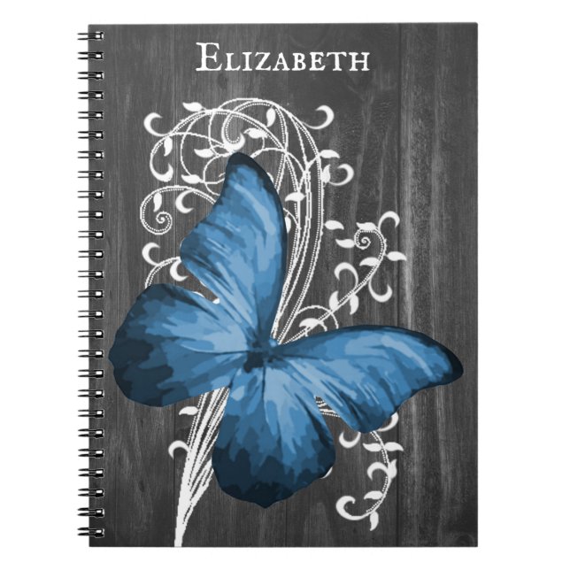Cuaderno Bloc de notas personalizado de mariposa rusa azul (Frente)