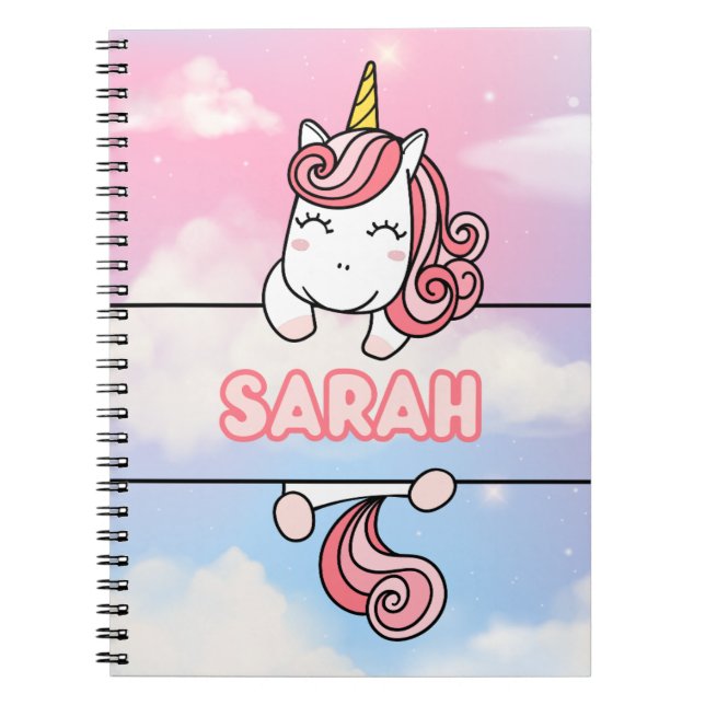 Cuaderno Bloc de notas personalizado de Sarah Unicorn Girli (Frente)