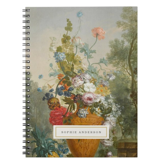 Cuaderno Bloc de notas personalizado de vida con flores vin (Frente)