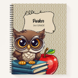 Cuaderno Bloc de notas personalizado para la escuela de búh