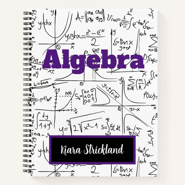 Cuaderno Bloc de notas personalizado para matemáticas o álg (Anverso)