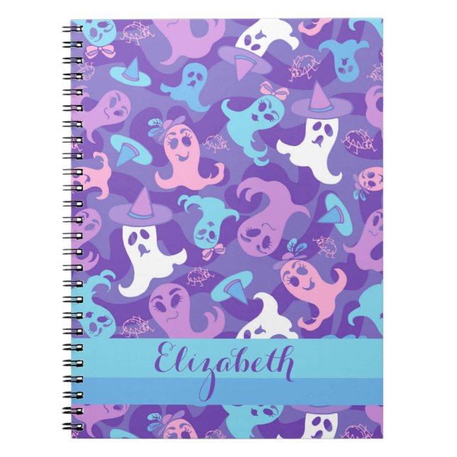 Cuaderno Bloc de notas personalizado púrpura de Halloween (Frente)