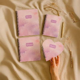 Cuaderno Bloc de notas personalizado rosa floral - Nombre p