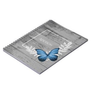 Cuaderno Bloc de notas personalizado ruso de mariposa azul