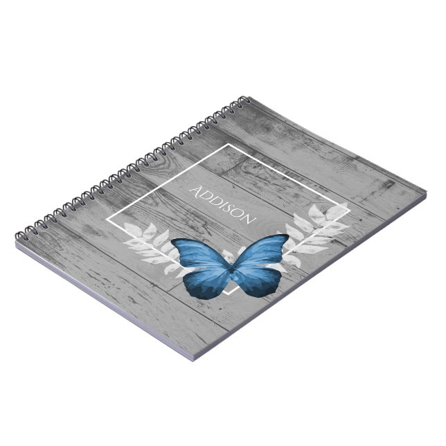 Cuaderno Bloc de notas personalizado ruso de mariposa azul (Lado Izquierdo)