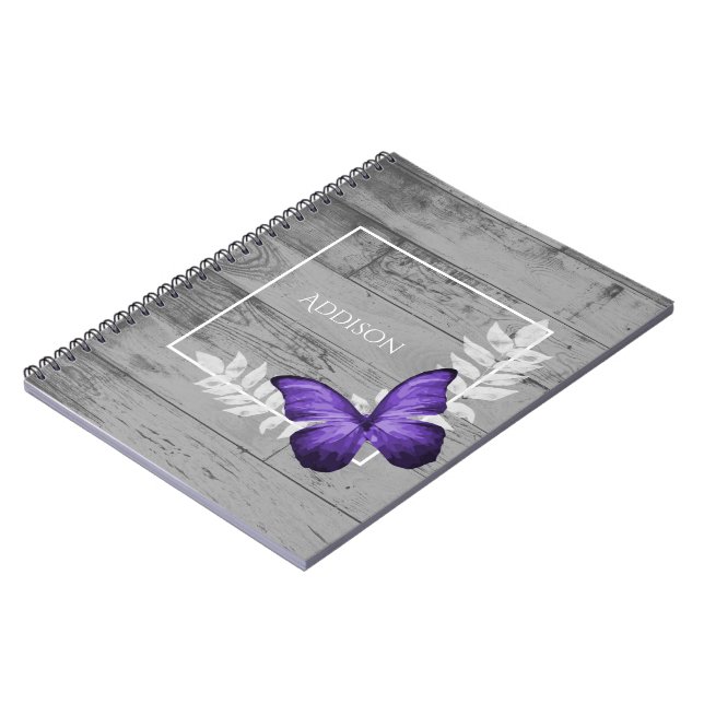 Cuaderno Bloc de notas personalizado ruso de mariposa morad (Lado Izquierdo)