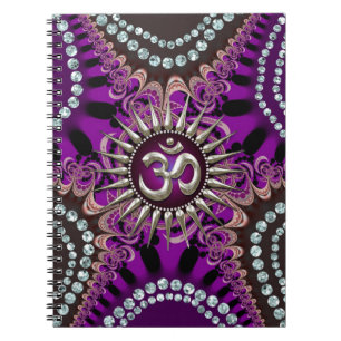 Cuaderno Bloc de notas Plateado Om Purple Eastern Sparkle