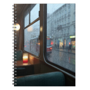 Cuaderno Bloc de notas Rainy Café Window Tram Ride