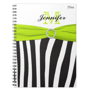 Cuaderno Bloc de notas rayado de cebra blanca y cal negra