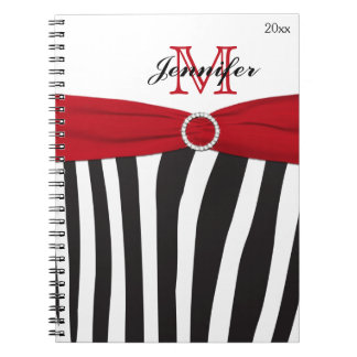 Cuaderno Bloc de notas rayado de cebra blanca y roja negra