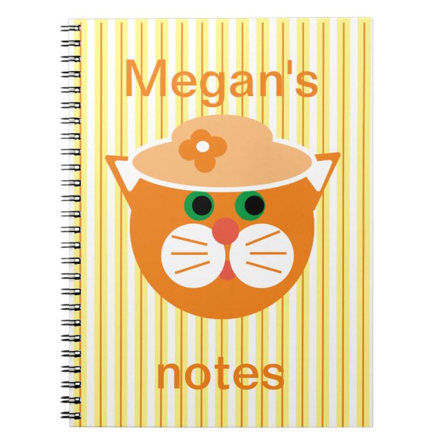 Cuaderno Bloc de notas rayado para naranja Lady Cat (Frente)