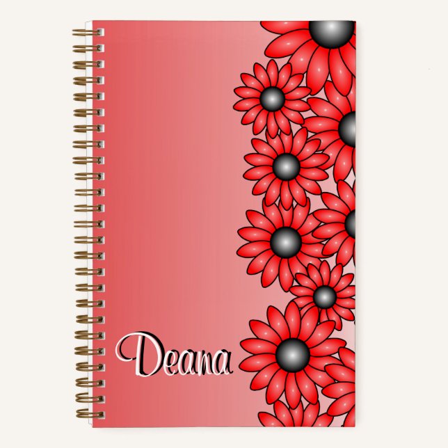 Cuaderno Bloc de notas Red Flower para Office, Escuela (Anverso)