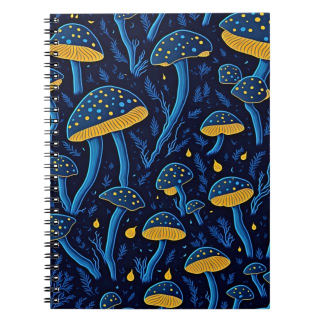 Cuaderno Bloc de notas retro Neon Mushrooms (Frente)