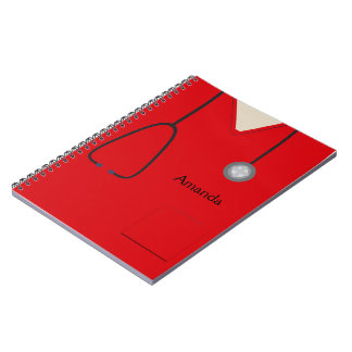 Cuaderno Bloc de notas rojo de escudos médicos