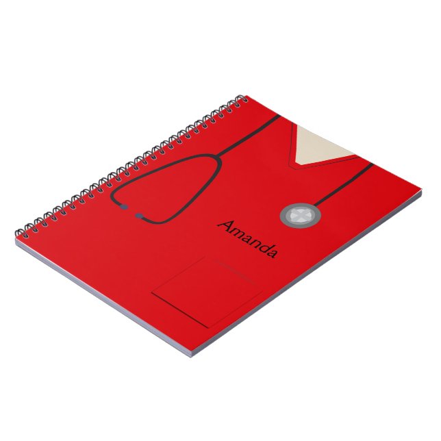 Cuaderno Bloc de notas rojo de escudos médicos (Lado Izquierdo)