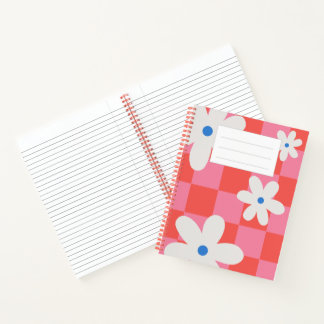 Cuaderno Bloc de notas rojo floral