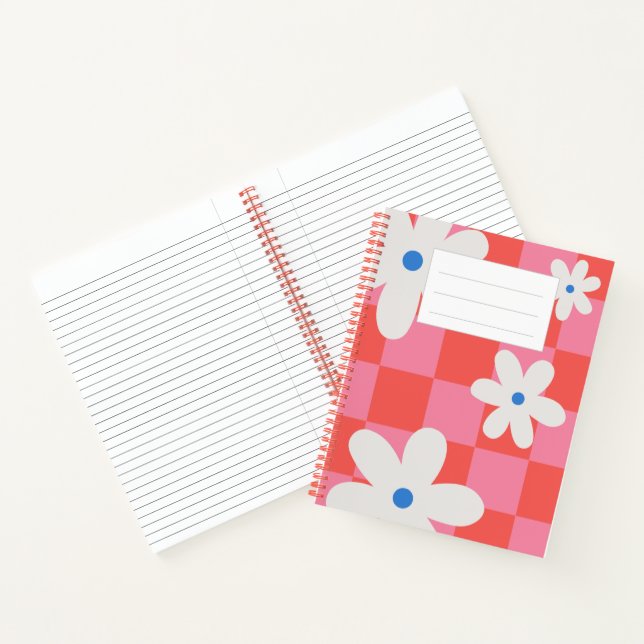 Cuaderno Bloc de notas rojo floral (Interior)