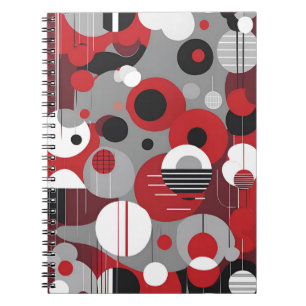 Cuaderno Bloc de notas rojo geométrico - Círculos audaces y