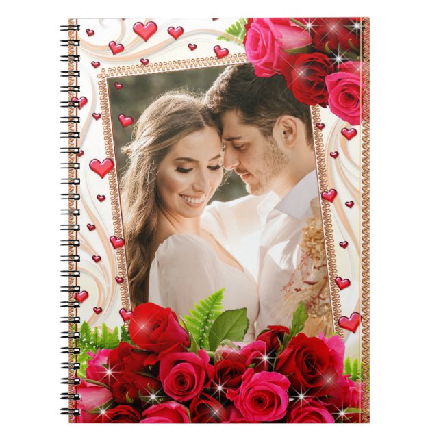 Cuaderno Bloc de notas romántico en espiral personalizado (Frente)
