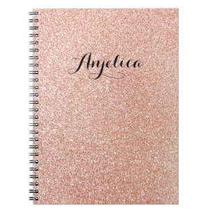 Cuaderno Bloc de notas Rosa Gold Faux Purpurina Personaliza