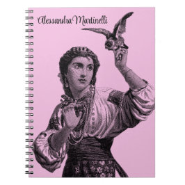 Cuaderno Bloc de notas rosado Chica gitano victoriano de ép