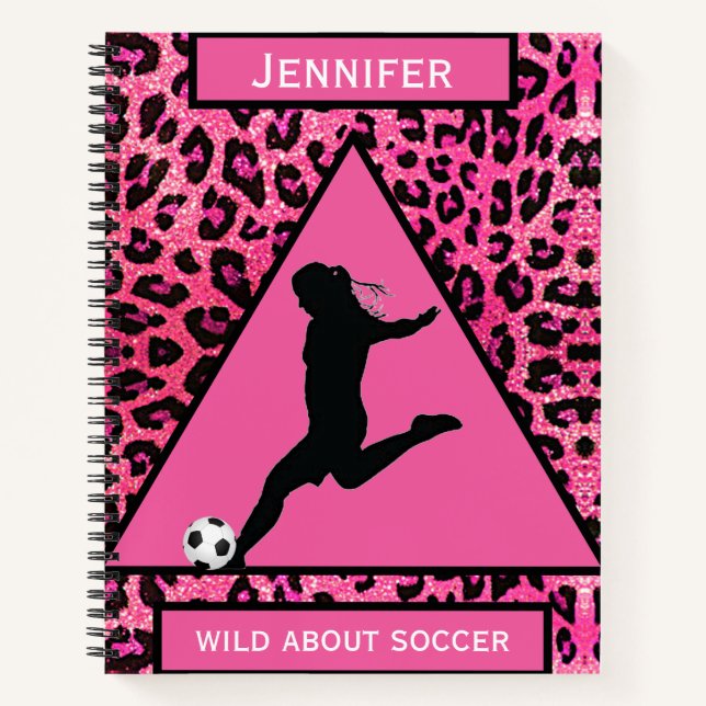 Cuaderno Bloc de notas rosado "Wild About Soccer" (Anverso)