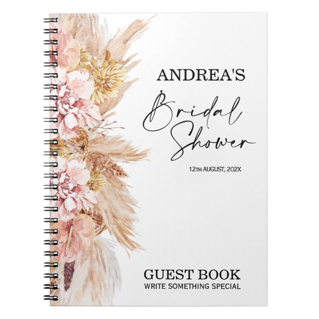 Cuaderno Bloc de notas Rubor Floral Boho Bridal Shower (Frente)