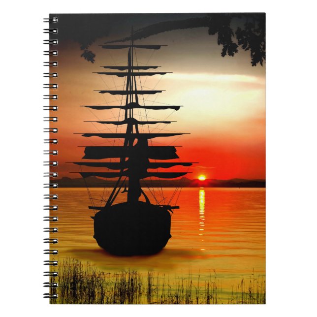 Cuaderno Bloc de notas Schiff mit Sonnenaufgang (Frente)