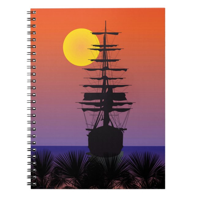 Cuaderno Bloc de notas Schiff mit Sonnenaufgang (Frente)