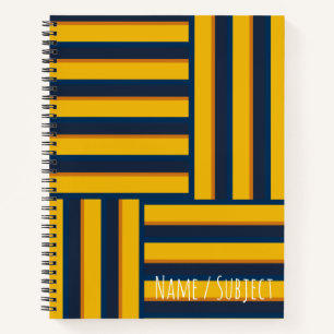 Cuaderno bloc de notas simple con banda azul y amarilla